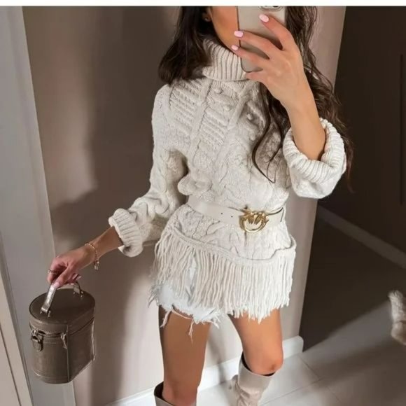 ZARA FRINGED KNIT SWEATER - Picture 3 of 13